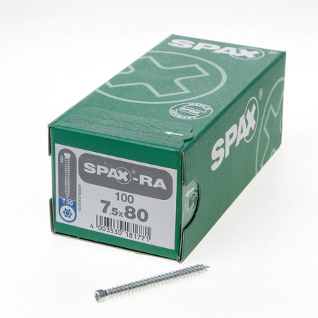 Afbeelding van Spax-RA Kozijnschroeven torx cilinderkop T30 7.5 x 80mm