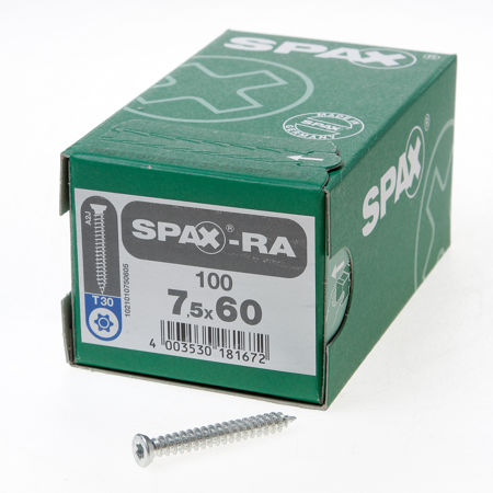 Afbeelding van Spax-RA Kozijnschroeven torx platverzonken kop T30 7.5 x 60mm