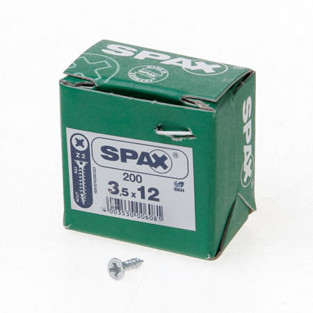Afbeelding van Spax Spaanplaatschroef platverzonken kop verzinkt pozidriv 3.5x12mm (per 200 stuks)