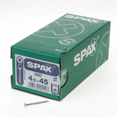 Afbeelding van Spax Spaanplaatschroef platverzonken kop verzinkt pozidriv 4.5x45mm (per 500 stuks)