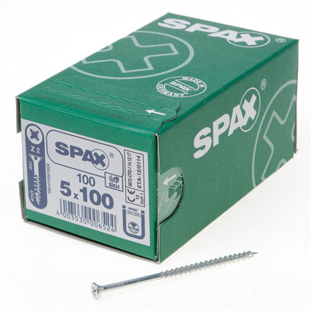 Afbeelding van Spax Spaanplaatschroef platverzonken kop verzinkt pozidriv 5.0x100mm (per 100 stuks)