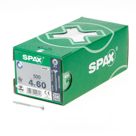 Afbeelding van Spax Spaanplaatschroef platverzonken kop verzinkt pozidriv deeldraad 4.0x60mm (per 100 stuks)