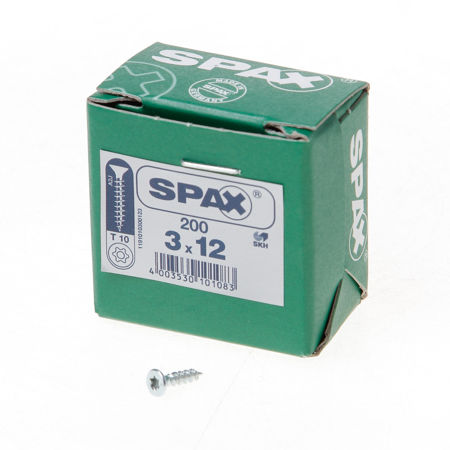 Afbeelding van Spax Spaanplaatschroef platverzonken kop verzinkt T-Star T10 3.0x12mm (per 200 stuks)