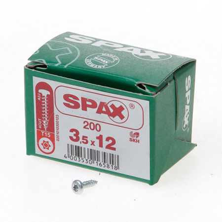 Afbeelding van Spax Spaanplaatschroef cilinderkop verzinkt T-Star T15 3.5x12mm (per 1000 stuks)