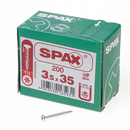 Afbeelding van Spax Spaanplaatschroef cilinderkop verzinkt T-Star T15 3.5x35mm (per 200 stuks)