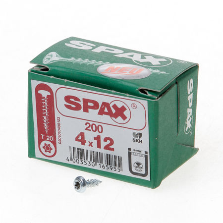 Afbeelding van Spax Spaanplaatschroef cilinderkop verzinkt T-Star T20 4.0x12mm (per 200 stuks)