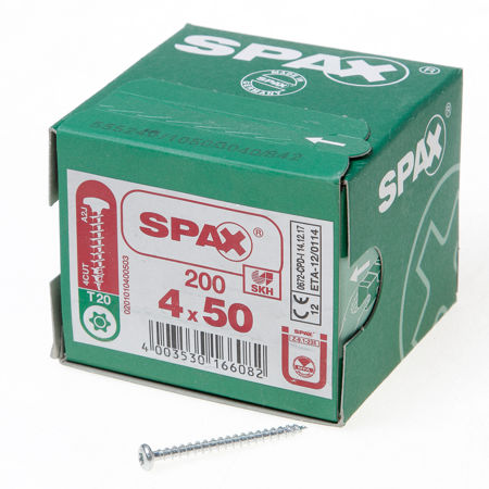 Afbeelding van Spax Spaanplaatschroef cilinderkop verzinkt T-Star T20 4.0x50mm (per 200 stuks)