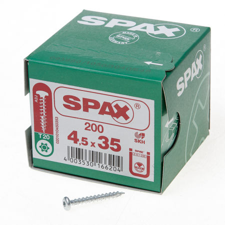Afbeelding van Spax Spaanplaatschroef cilinderkop verzinkt T-Star T20 4.5x35mm (per 200 stuks)