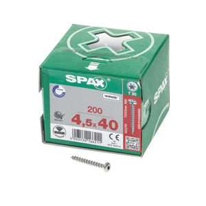 Afbeelding van Spax Spaanplaatschroef cilinderkop verzinkt T-Star T20 4.5x40mm (per 200 stuks)