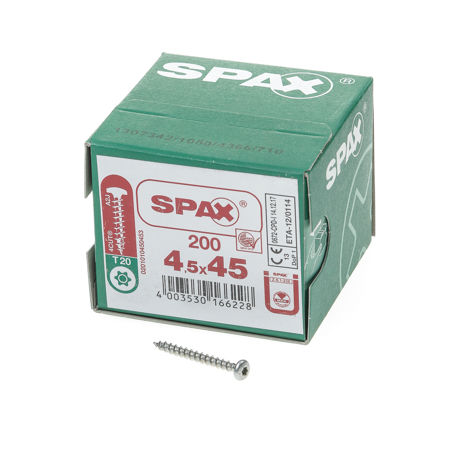 Afbeelding van Spax Spaanplaatschroef cilinderkop verzinkt T-Star T20 4.5x45mm (per 200 stuks)