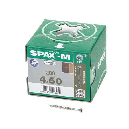 Afbeelding van Spax Spaanplaatschroef cilinderkop verzinkt T-Star T20 4.5x50mm (per 200 stuks)