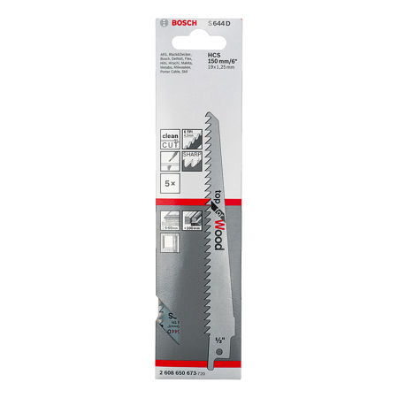 Afbeelding van Bosch Reciprozaagblad hout kort S 644 D 150mm blister van 5 zaagjes