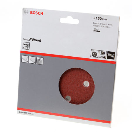 Afbeelding van Bosch Schuurschijf wood and paint diameter 150mm K60 blister van 5 schijven
