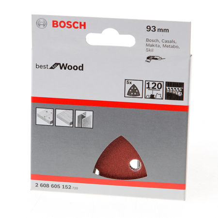 Afbeelding van Bosch Schuurvel delta wood and paint K120 blister van 5 vellen
