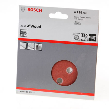 Afbeelding van Bosch Schuurschijf wood and paint diameter 180mm K120 blister van 5 schijven