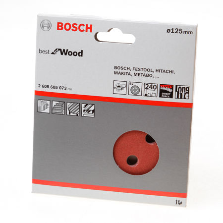 Afbeelding van Bosch Schuurschijf 8-gats wood and paint diameter 125mm K240 blister van 5 schijven