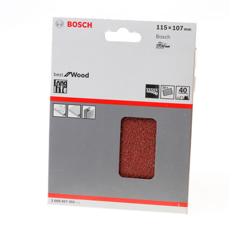 Afbeelding van Bosch Schuurvel klit wood and paint 115 x 107 K40 blister van 10 vellen