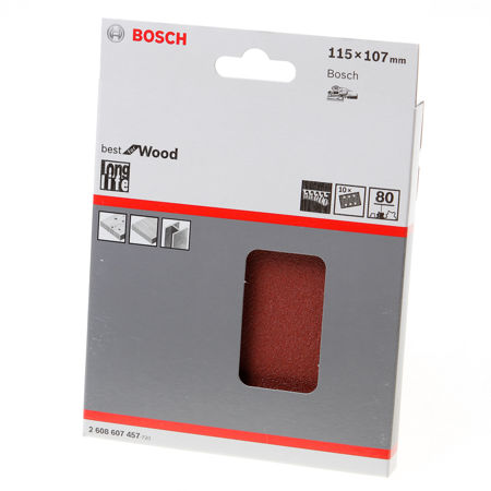 Afbeelding van Bosch Schuurvel klit wood and paint 115 x 107 K80 blister van 10 vellen