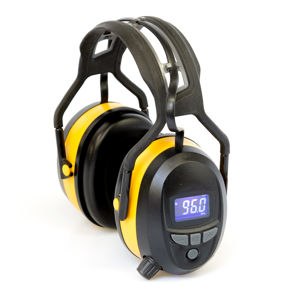 Afbeelding van Gehoorbeschermer met digitale radio, Bluetooth en ingebouwde MP3. In de kleur geel.